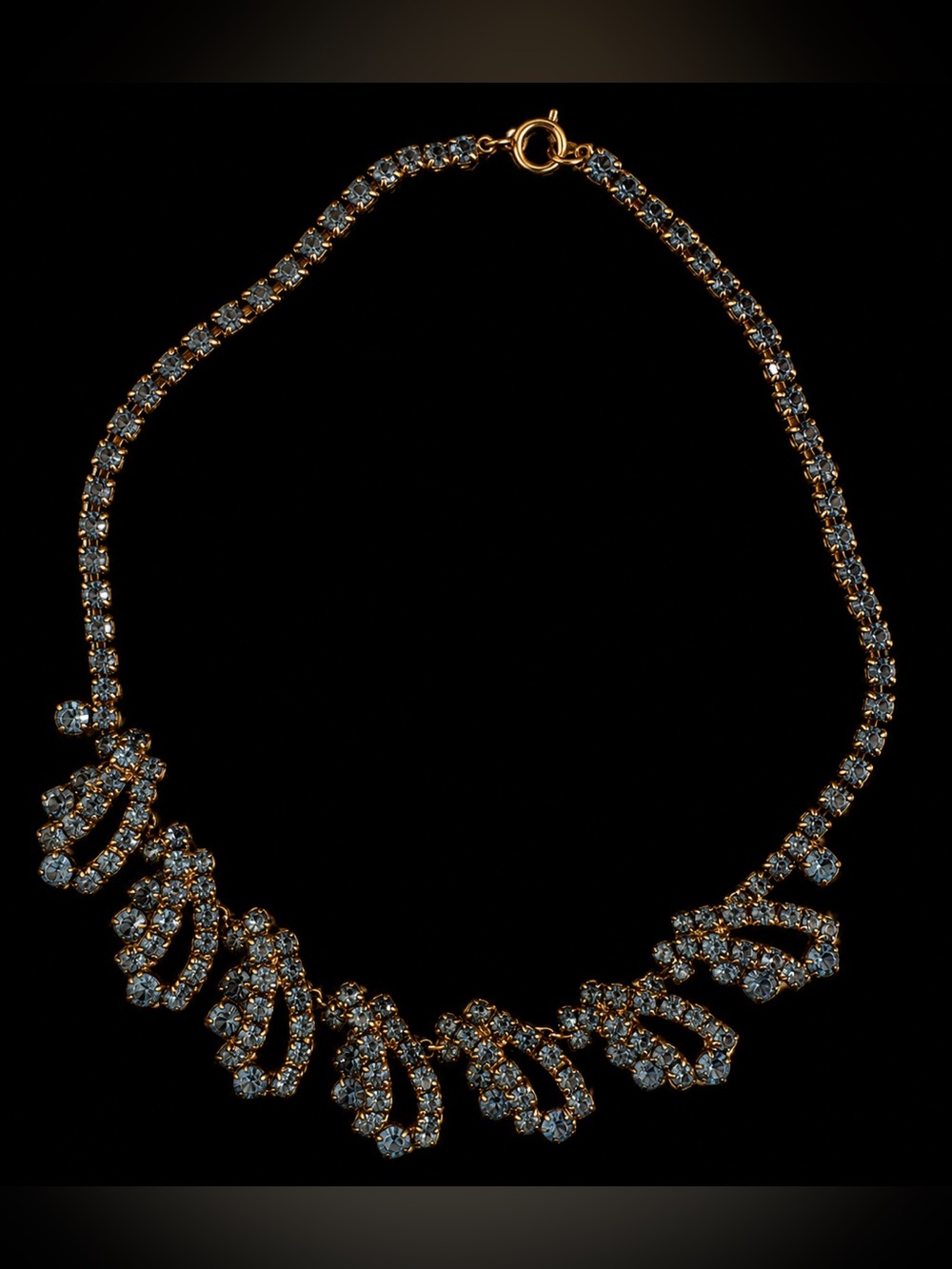 Vintage-1050’s Gold Necklace with Blue Crystals